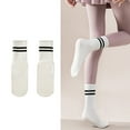 thumbnail image 2 of Huhudde 3/4 Pairs Women's Nonslip Ankle Socks with Grips Double Stripes Grippy Socks for Pilates Barre Dance and Fitness Workout, 2 of 16