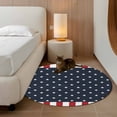 thumbnail image 2 of Round Rug 3.3Ft, Independence Day Patriotic Stars on Blue Soft Non-Slip Washable Felt Carpet Pad, Red White Stripes Border Area Rugs for Living Room Bedroom Kids Room, 2 of 9