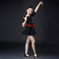 thumbnail image 5 of Girls Gymnastics Leotards Latin Ballet Party Dance Wear Ballroom Dance Three Piece Dress with Belt Teen Girl Clothes Black 8-9 Years, 5 of 5