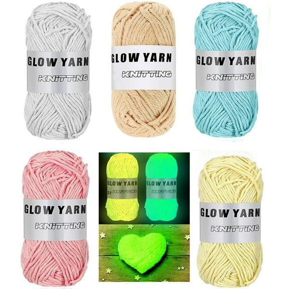 5 Rolls Glow in The Dark Yarn,Happon 49 yd Per Roll DIY Glow Yarn,Sewing Knitting Yarn for Arts,Crafts & Sewing Beginners, Luminous Crochet Yarn for Crocheting DIY Knitting