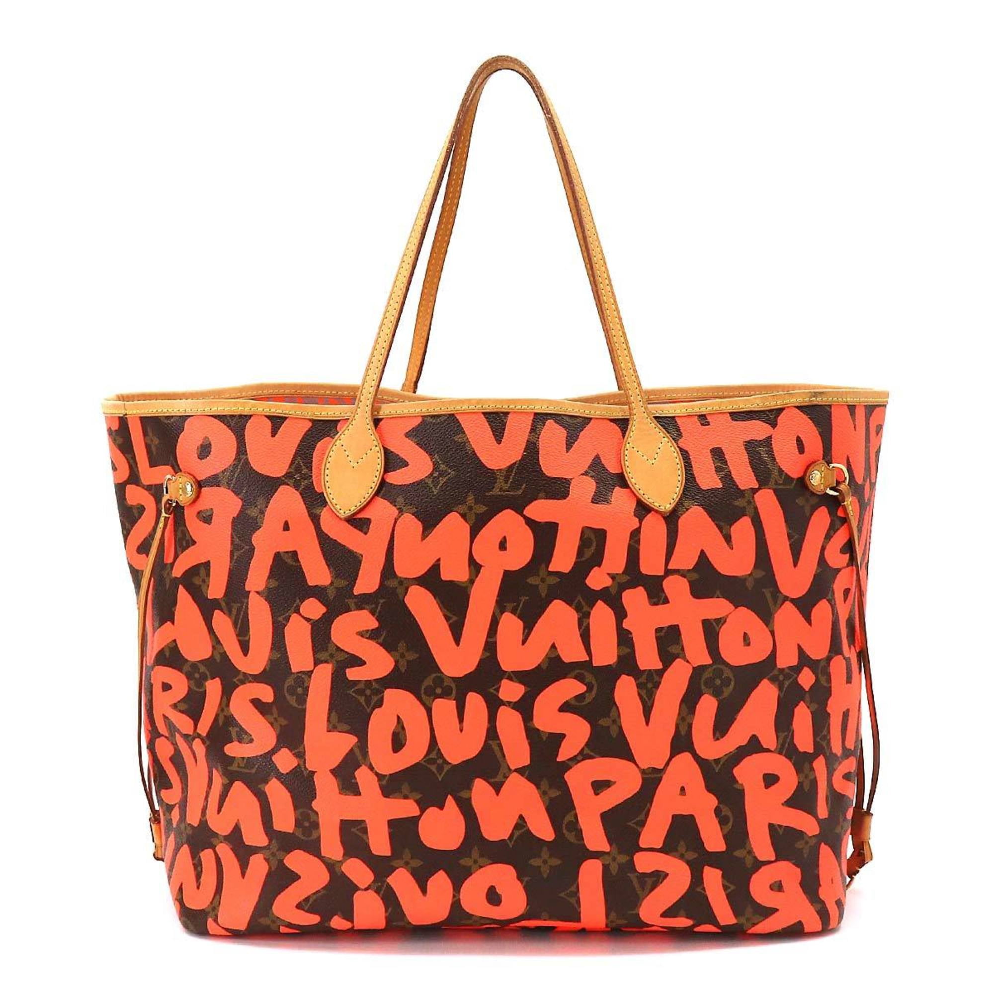 Authenticated used Louis Vuitton Louis Vuitton Monogram Graffiti Neverfull GM Tote Bag Orange M93702 Gold Hardware, Adult Unisex, Size: Weight: 795G /