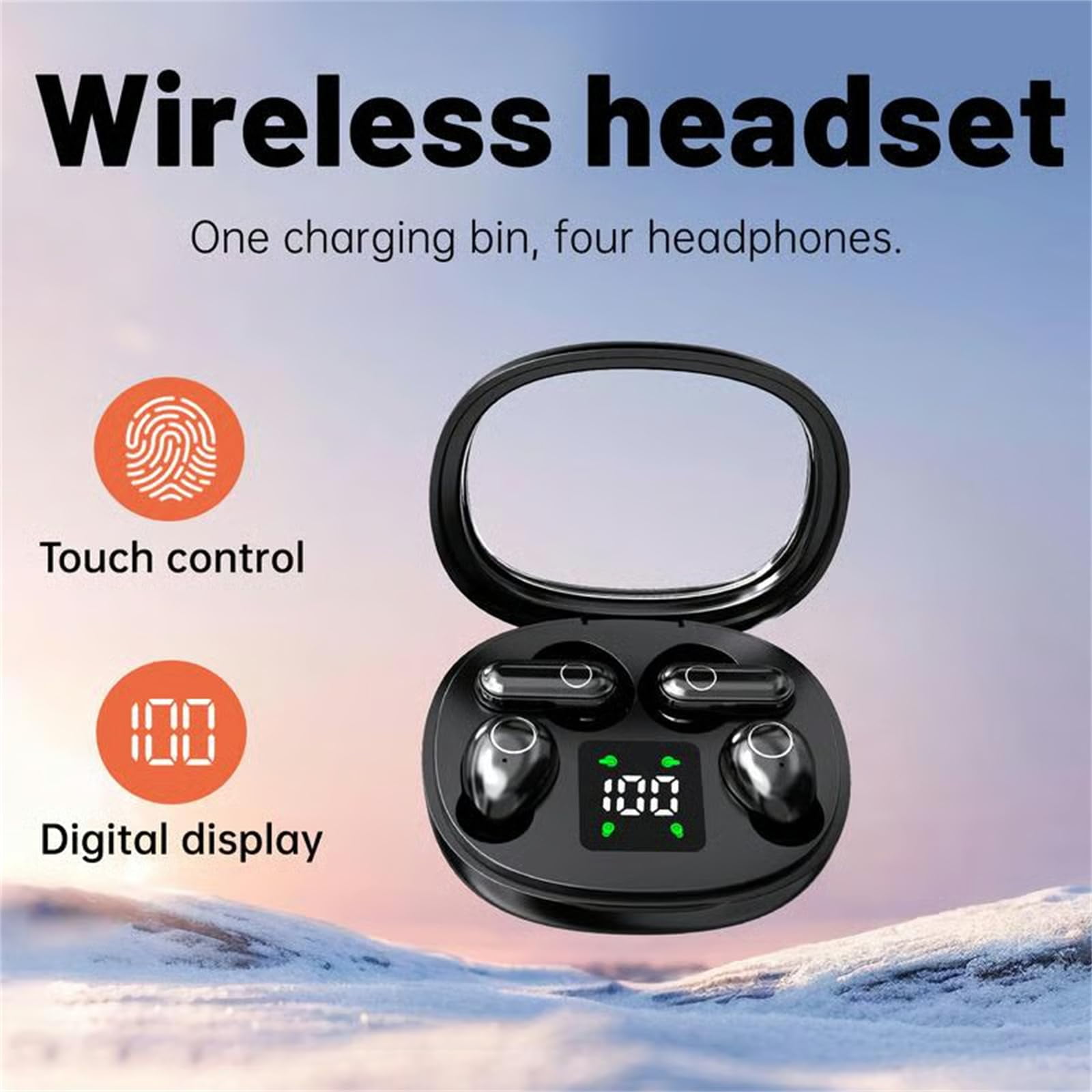 2 Pairs Tiny Size Invisible Wireless Bluetooth Headphones, Sk35 Bluetooth in Ear Headphones, Mini Sleep Earphones, Four-Ear Painless Mini in-Ear Headphones, Dual Bluetooth Earphones Wireless (1PC,C)