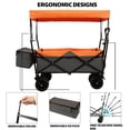 thumbnail image 3 of Folding Garden Carts 480Lbs Collapsible Wagon with Canopy,Wagon Stroller with 7" All-Terrain Wheels, Lightweight Foldable Wagon, Large Capacity for Camping, Shopping, Sports, and Garden Use,orange wi, 3 of 25