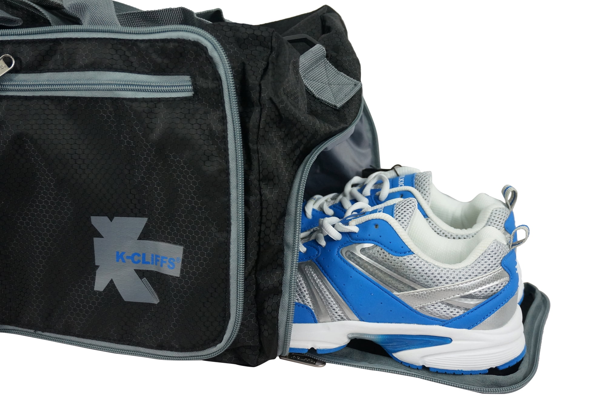 K-Cliffs  28" Foldable, Durable Duffel Bag. Lightweight Travel, Sport Gym Bag with Shoe Compartment,  Black
