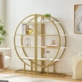 thumbnail image 2 of 4 Tiers Home Office Open Bookshelf, Round Shape, Different Placement Ways, MDF Board, Gold Metal Frame, White, 2 of 22