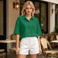 thumbnail image 4 of Dresfit Golf Shirts Womens Collared Polo Shirts Summer 2026 Button Down Short Sleeve Golf T Shirts Breathable Regular Fit Lightweight Tennis Tops L, 4 of 5