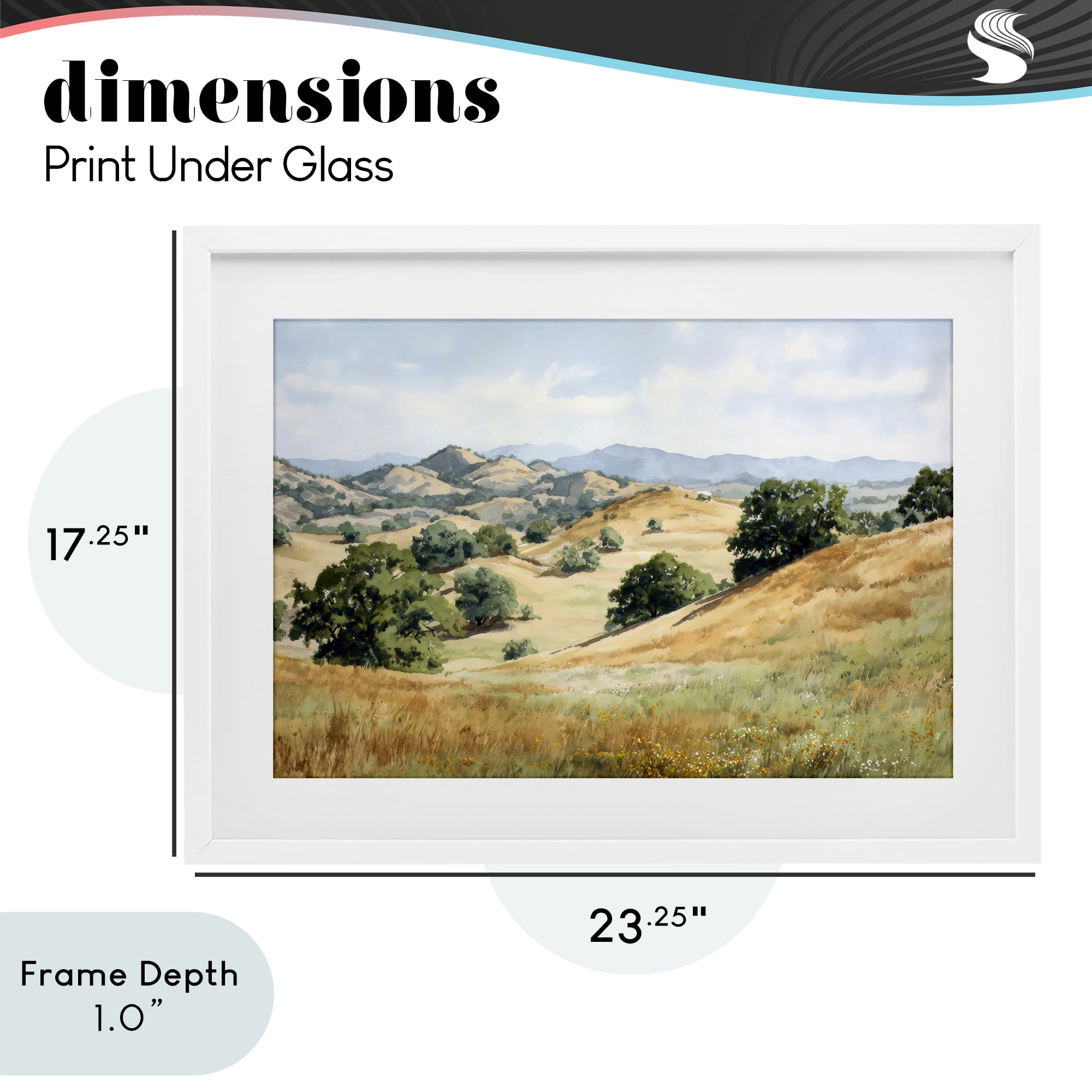 Stupell Industries Idyllic Mountains and Trees White Framed Print Under Glass, design by Petal Prints Design
