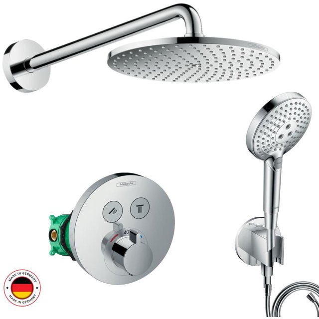 Conjunto de grifo de ducha empotrado termostático + ducha fija Raindance S 240, diseño redondo