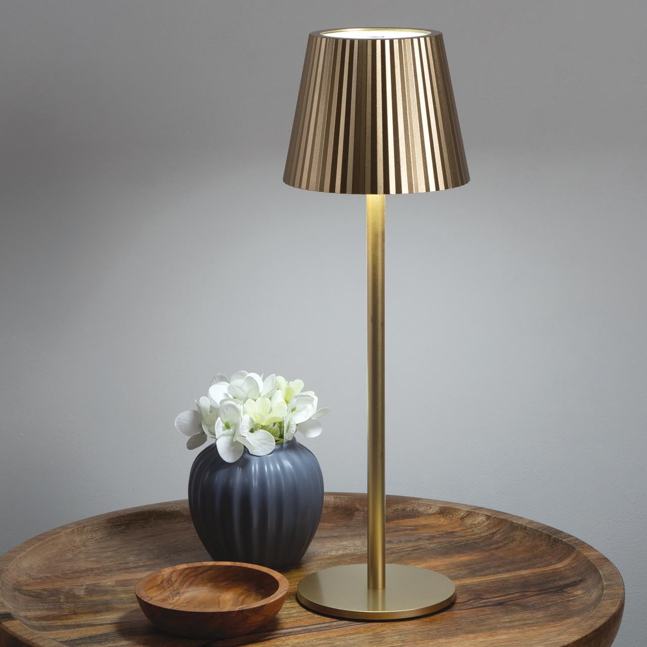 Merkury Innovations 14" Portable LED Metal Touch Lamp Gold