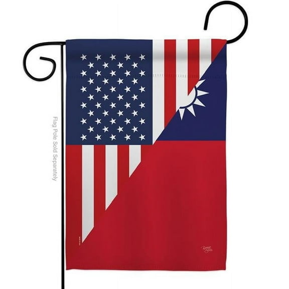 US Taiwan Friendship Garden Flag Regional 13 x 18.5 in. Double-Sided Decorative Vertical Flags for House Decoration Banner Yard Gift