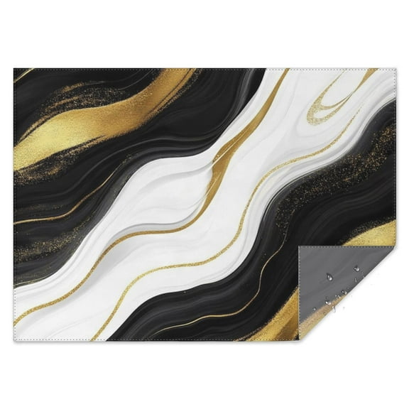 Black Marble Gold Wave Pattern Rectangle Tablecloth 60"x84",Waterproof Polyester Rectangle Table Cloth, Wipeable Spillproof Polyester Tablecloth for Dining, Camping, Indoor and Outdoor