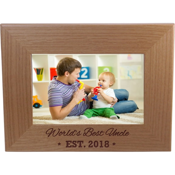 World's Best Uncle EST. 2018 4-inch x 6-Inch Wood Picture Frame