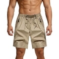 thumbnail image 2 of Besolor Men's Plus Size Shorts Wide Leg Drawstring Elastic Waisted Lightweight Quick Dry Outdoor Casual Running Shorts with Zipper Pockets(X-Large,Khaki), 2 of 7