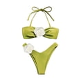 thumbnail image 3 of Youmylove Women Swimwear Floral Decoration Neck Convertible Two Way Bikini Set Beach Swimwear Holiday Beachwear, 3 of 8