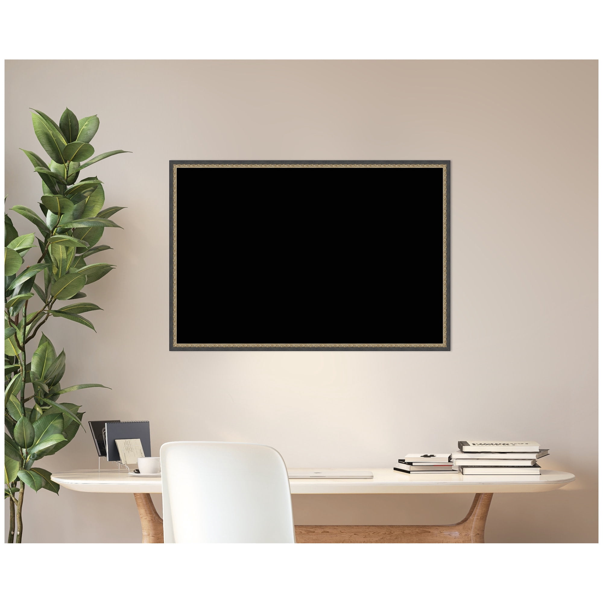 Kate and Laurel Framed Fabric Pinboard 37 x 25,  Printed Linen Decorative Bulletin Board for Use as a Vision Board or Wall Organization, Matinee Black Bronze Frame