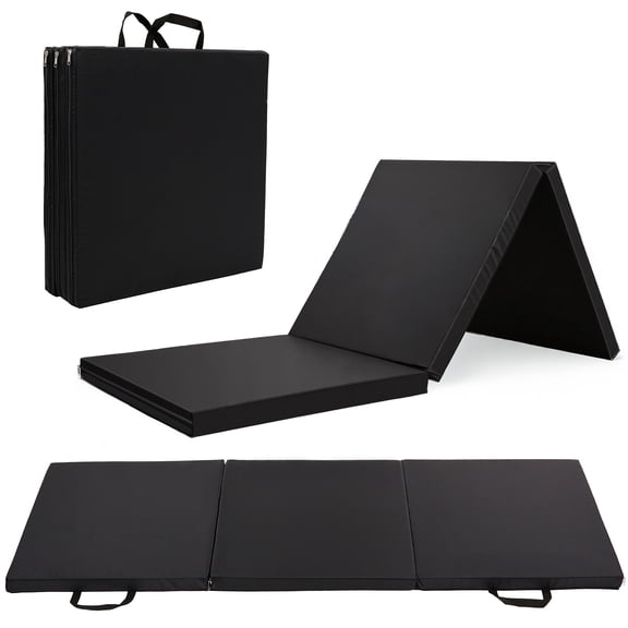 Sunny Health & Fitness Thick Tri-Fold Exercise Yoga Mat for at Home Workout, Gymnastics, Stretching, Core Workout, NO. 048