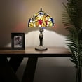 thumbnail image 3 of Tiffany Table Lamp Stained Glass Butterfly Grapes Green Leaves For Living Room Bedroom Bedside 12"W*12"D*19"H, 3 of 8