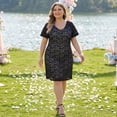 thumbnail image 3 of Agnes Orinda Women's Plus Size St. Patrick's Day Dress V Neck Short Sleeves Cocktail Wedding Guest Bodycon Dress 2X Black, 3 of 8