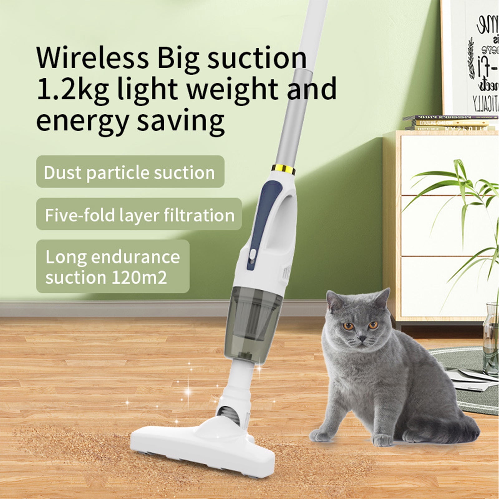 PHIGZNT Stick Vacuum Cleaner with 30 Mins Long Runtime Lightweight Vacuum Cleaner for Carpet and Hardwood Floor Pet Hair Daily Use