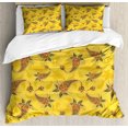 thumbnail image 1 of Yellow Brown Duvet Cover Set King Size, Continuous Themed Folkloric Paisley Like Floral Ornament, Decorative 3 Piece Bedding Set with 2 Pillow Shams, Mustard and Multicolor, by Ambesonne, 1 of 3