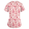 thumbnail image 3 of TIMIFIS Hauts de Sarrau d'Infirmière pour Femmes de la Saint-Valentin Uniforme de Travail Manches Courtes Col en V Blouse T-shirt de Travail avec Poches - Imprimé Rouge P, 3 of 3