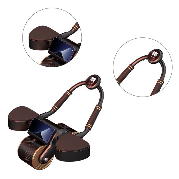 Rueda abdominal 2 en 1 con rodillo de ejercicio de apoyo para el codo (oro negro con temporizador)