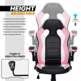 thumbnail image 6 of MoNiBloom PU Leather Computer Gaming Chair, with Flip-Up Arms Working Desk Office Seat, Pink, 6 of 13