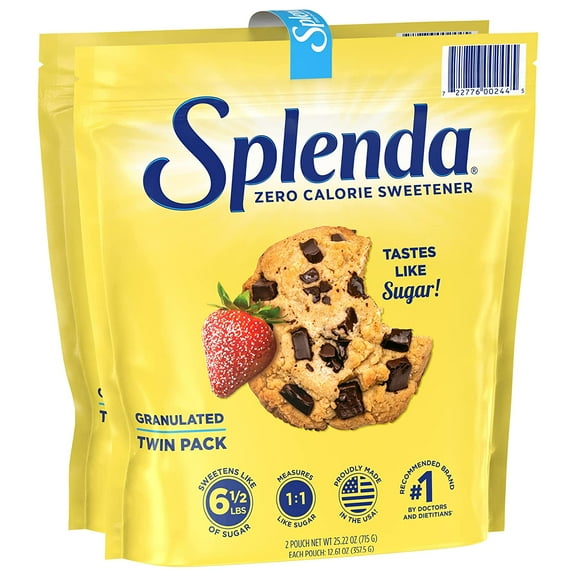 SPLENDA No Calorie Sweetener, Granulated Sugar Substitute, Resealable Twin Pack Bags, 25.22 Ounce (Each Pouch: 12.61 oz)
