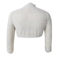 thumbnail image 3 of Girls White Lace Crop Top, Kids Elegant Off Shoulder and Long Sleeve Lace Blouse, Versatile Solid Layering Inner Shirt for Casual Daily Wear(White1,9-10 Years), 3 of 4