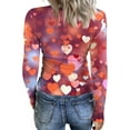 thumbnail image 6 of Valentine's Day T-Shirt for Women Long Sleeve Crewneck Heart Pattern Stretch Rib Knit Slim Fit Basic Tees 2026 Casual Outfits Saffron XL, 6 of 6