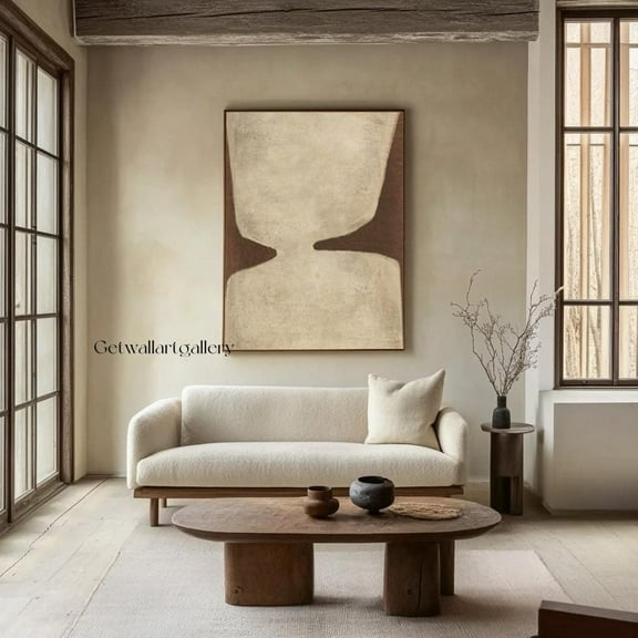 Luvia Brown and Beige Wabi-Sabi Poster Wall Art Neutral Small Decorative Abstract Minimalist Dark Artwork, 8x12 UNFRAMED
