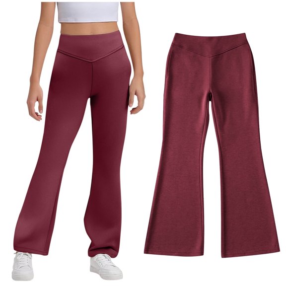 Girl Uniform Pants Fit Stretch Pants with Pockets Flare Leg Pants Pants Back to School Outfits for Girls Kid Cute Clothes for Girls 7-8 Years