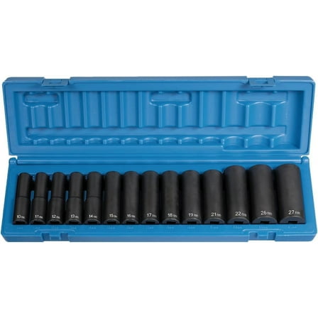 Grey Pneumatic Corp 1412MD 1/2'' Drive Deep Length Metric Set - 14 Piece