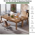 thumbnail image 5 of Finmind Solid Wood Extra Long Desk 2-Person Desk, 78.7 Inches Farmhouse Work Writing Study Workstation Double Computer Table, 5 of 6