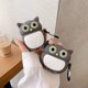 thumbnail image 2 of Funda para auriculares con forma de búho nocturno gris y ojos grandes y creativos para AirPods 1/2, funda para auriculares de gel de silicona suave con búho de pie Kawaii compatible (2 piezas), 2 of 5