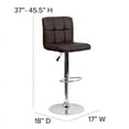 thumbnail image 6 of Bowery Hill Adjustable Faux Leather Quilted Bar Stool in Brown, 6 of 10