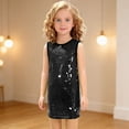 thumbnail image 2 of EnJoCho Girls Sequins Dress Sleeveless Crewneck High Waist A Lined Holiday Wedding Prom Dance Dresses 3 to 13Y, 2 of 4