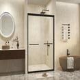 thumbnail image 6 of Spaco 50-54" W × 72" H Tempered Glass with Explosion Proof Film, Aluminum Frame Double Sliding Shower Door for Bathroom, "1/4 (6 mm), Stainless Steel Handle, Black, 6 of 15