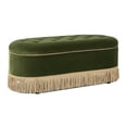 thumbnail image 4 of Jennifer Taylor Home Melinda 48.5" Oval Tufted Bullion Fringe Storage Bench, Olive Green Performance Velvet, 4 of 7