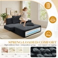thumbnail image 4 of FFH 60" Chaise Lounge Chair Indoor, Convertible Sleeper Sofa Bed with Storage Pockets, Plush Corduroy Floor Lazy Sofa, Frameless Design, Dark Gray, 4 of 11