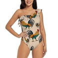 thumbnail image 4 of Daiia Rooster Women's One Piece Swimsuits Personalized One Shoulder Swimwear Asymmetric Ruffle Bathing Suits-Medium, 4 of 8