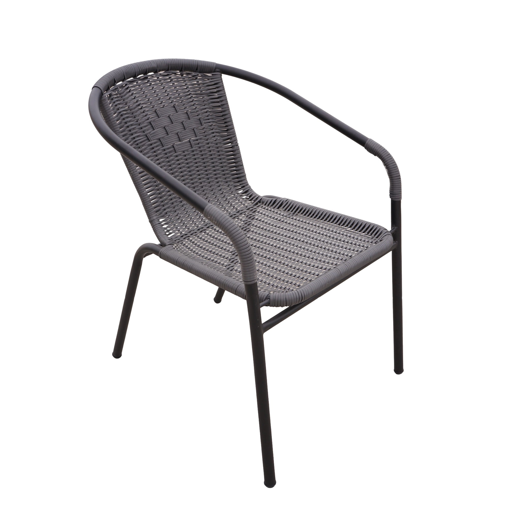 RTC Group Furniture Stackable Rattan Dining Chair, Set of 2 for Indoor/Outdoor Patio Restaurant, Porch, Backyard Gray