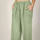 thumbnail image 2 of Pantalones anchos de lino con cintura alta y cordón para mujer: pantalones elásticos tipo palazzo para yoga, ideales para llevar con ropa informal, 2 of 7