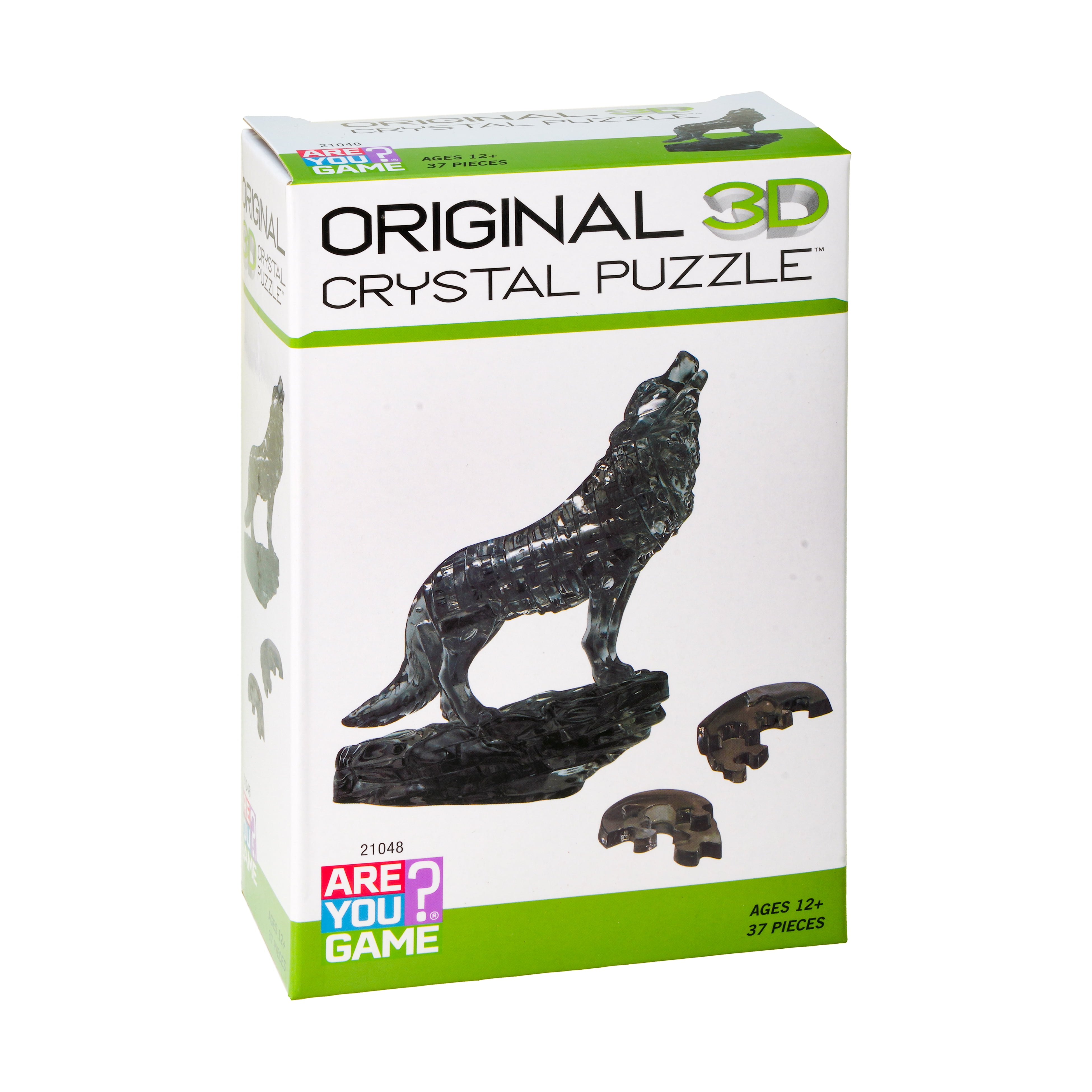 AreYouGame.com 3D Crystal Puzzle - Wolf (Black): 37 Pcs