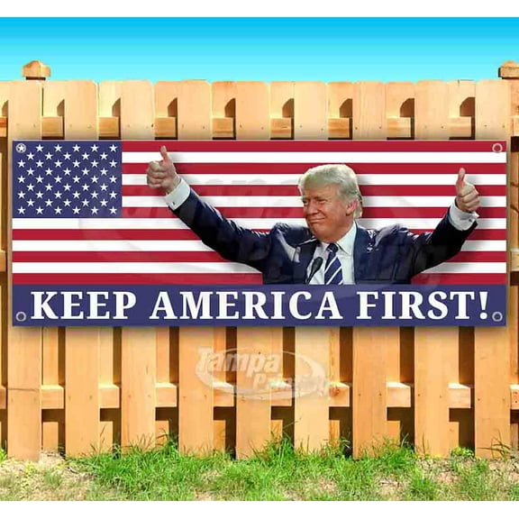 Keep America First 13 oz Vinyl Banner With Metal Grommets