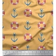 thumbnail image 1 of Soimoi Orange Crepe Silk Fabric Life Ring & Anchor Hook Nautical Printed Craft Fabric by the Yard 42 Inch Wide, 1 of 1
