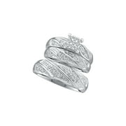 10k white gold diamond cluster womens mens matching trio wedding engagement bridal ring set - Trio Wedding Ring Sets 10k white gold diamond cluster womens mens matching trio wedding engagement bridal ring set - Trio Wedding Ring Sets