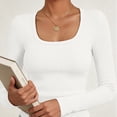 thumbnail image 7 of YSUEJPF Women's Square Neck Sweaters Fall Ribbed Flattering Soft Stretchy Going Out Sweater Long Sleeve Classic Plain Knitwear, 7 of 7