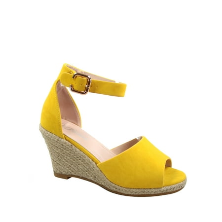 Image of Angela-28 Women s Open Toe Ankle Strap Espadrille Wedge Sandals