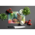thumbnail image 3 of Maine White Pine Cone and Tassels in Watercolor Glass Cutting Board Large 12 in x 15 in, 3 of 5